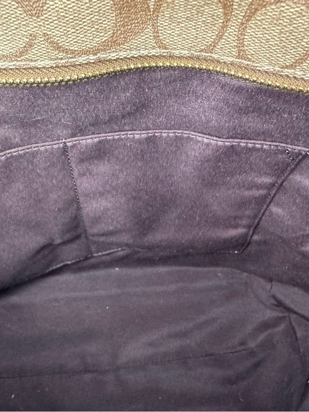 Coach Signature Canvas Tote with Purple Trim - Picture 13 of 13